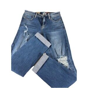 Pilcro Slim Boyrfriend Crop Med Wash Denim Jeans SIze 25 Cuffed 5 pocket